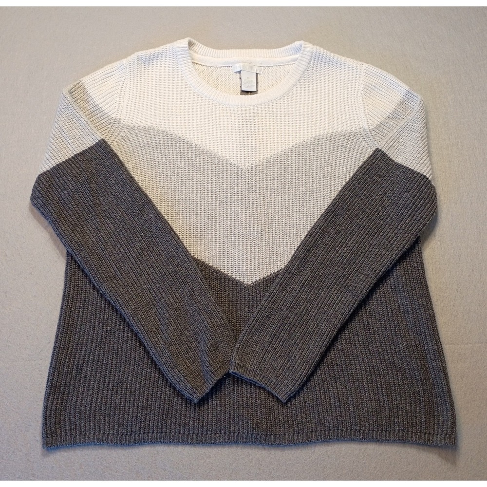 Design History Gray White‎ Dark Gray Crew Neck Sweater Zipper Back Size XLarge
